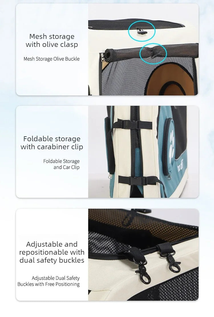 Large Pet Stroller with Telescopic Handle Silent Wheels Foldable Dog Cat Trolley Carrier Breathable Mesh Medium Pets Travel Cart