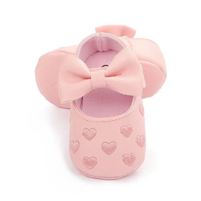 Baby Girls 0-18 Months Indoor First Walker Shoes Soft Cotton Sole Non-Slip Classic Embroidery Bowknot Hook & Loop Infant Booties
