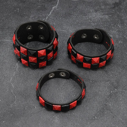 3Pcs/Set Fashion Contrasting Rivets Leather Wrist Friendship Big Wide Bracelet For Male Female Buckle Vintage Punk Jewelry