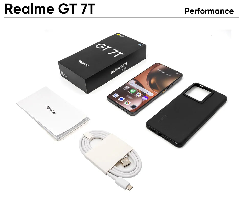 realme GT 7T Smartphone 5G MediaTek 8400-MAX 7000mAh Titan Battery 120W Ultra Charge 6.8'' 120Hz Display EU Version NFC