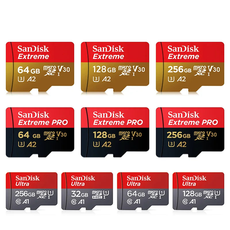 Original Sandisk Memory Card 256GB 128GB 64GB 32GB TF Micro SD Card Class 10 UHS-1 Flash Card Memory MicroSD for Smartphone PC