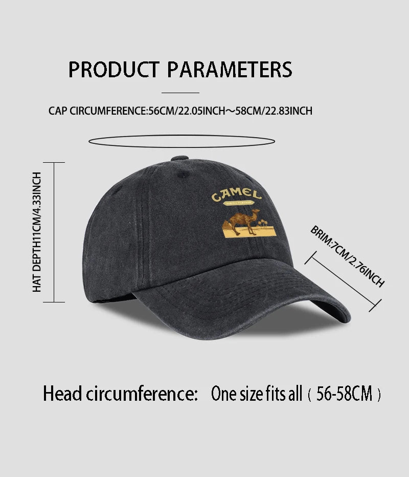 1-Piece Camel Print Baseball Cap Classic Minimalist Retro Style Breathable Soft Fabric Perfect for Work and Daily Wear Adjustabl