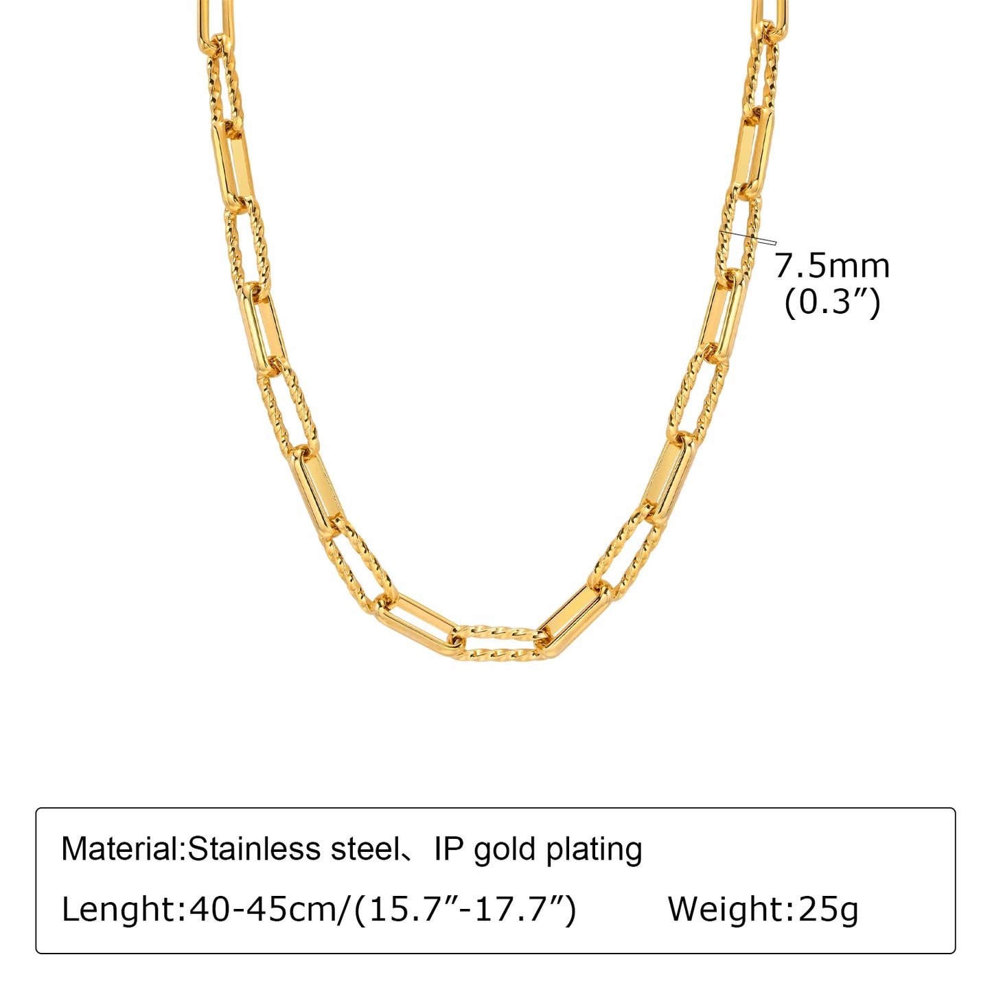 Women Stainless Steel Chain Bracelet,18K Gold Plated Twist Paperclip Adjustable Link Bracelet,Chunky Stackable Layered Jewelry