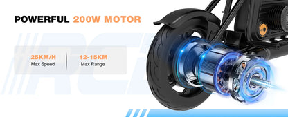 RCB KIDS Kids Electric Motorcycle R9, 200W 24V Rechargeable Ride On Toy, 3 Speed Adjustable, Bluetooth Music LED Light, Max Load 80kg, Outdoor Racing Toy for Children 6+