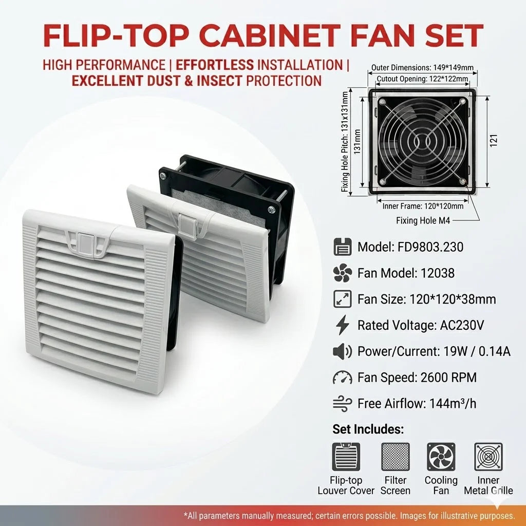 803 150*150mm Enclosure Cabinet Ventilator Filter Kits 120mm X 38mm AC EC 115V 230V DC 12V 24V Cooling Fan Dustproof Waterproof