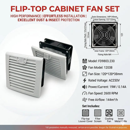 803 150*150mm Enclosure Cabinet Ventilator Filter Kits 120mm X 38mm AC EC 115V 230V DC 12V 24V Cooling Fan Dustproof Waterproof