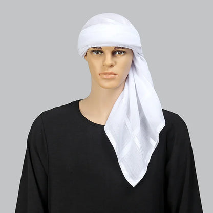 White Muslim Men Shemagh Scarf Traditional Islamic Headscarf Hijab Neck Wrap Headscarf Arab Keffiyeh Bandanas Kerchief 140*140cm