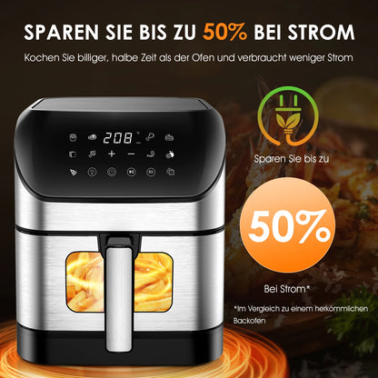 Visible Air Fryer 9L Large Airfryer, 10 Preset Functions, Roast, Bake, Dehydrate, Reheat , Quiet, Non-Stick