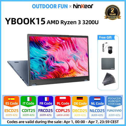 Ninkear YBOOK 15 Laptop 15.6 Inch 360° Flipable Touchscreen 16GB+512GB 2-in-1 Yoga Mode AMD Windows 11 Notebook 360° Flipable