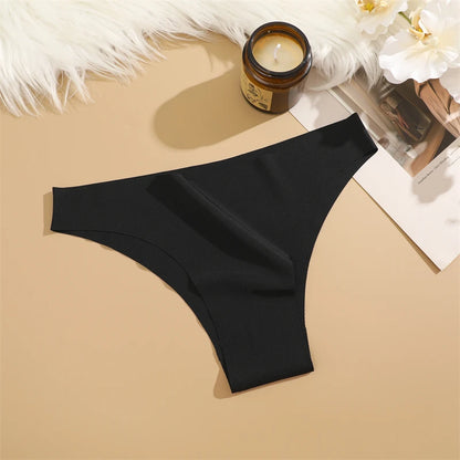 3Pcs Ultra-thin Seamless Silk Underwear Women's Panties Sexy Low-Waist Stretch Bikini Solid Color Briefs Lingerie XS-XXL Fashion