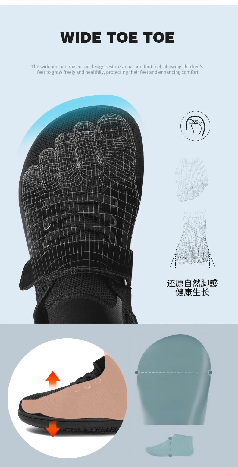 Kids wide foot barefoot shoes boys and girls minimalist kids sneakers natural opening shoes toddler small big kids walking shoes