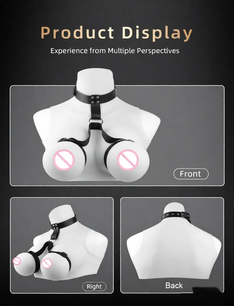 QKKQ PU Leather And Webbing Erotic Bra Chest Harness Belt Breast Teating Chest Binder BDSM Sex Toys For Women Erotic Accessories