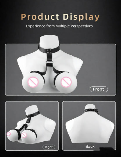 QKKQ PU Leather And Webbing Erotic Bra Chest Harness Belt Breast Teating Chest Binder BDSM Sex Toys For Women Erotic Accessories