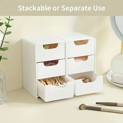Chic 3-Tier Desk Organizer with Drawers - Ideal for Office Supplies, Jewelry & Cosmetics Storage - Portable Divider Box