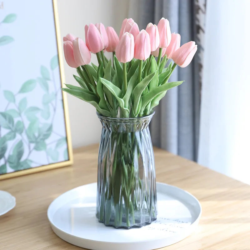 20pcs/3pc/5pc/10pc Bouquet Silicone Artificial Tulip Wedding Home Decoration Bouquet with Stems for Home Wedding Decoration