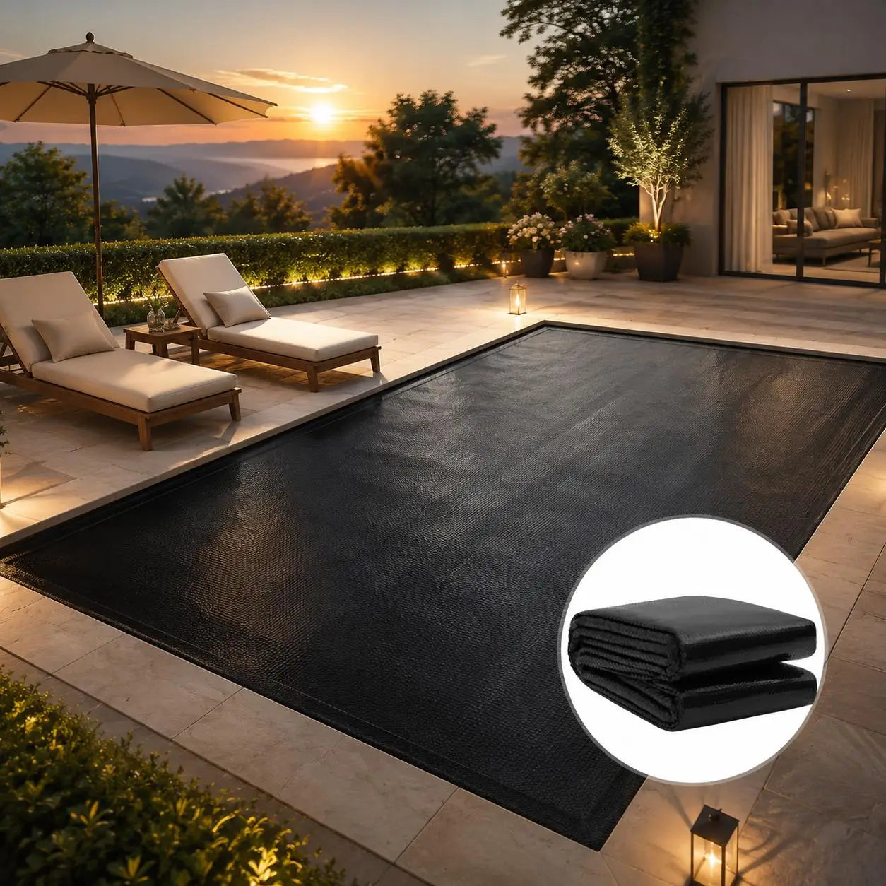 Solar Pool Cover 600x400cm, 200 Micron Thickened Bubble Blanket, Heat Retention And Evaporation Reduction, For Outdoor Rectangular Swimming Pools, Blue