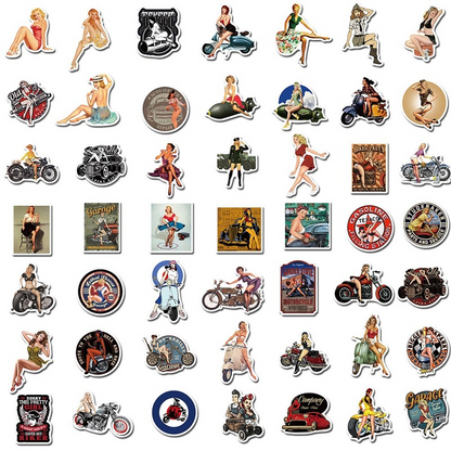 10/50/100pcs Aesthetic Retro Hot Girls Graffiti Stickers Motorcycle Guitar Phone Laptop Refrigerator Luggage Skateboard Decals