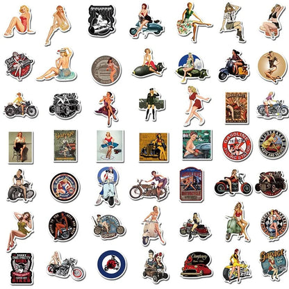 10/50/100pcs Aesthetic Retro Hot Girls Graffiti Stickers Motorcycle Guitar Phone Laptop Refrigerator Luggage Skateboard Decals