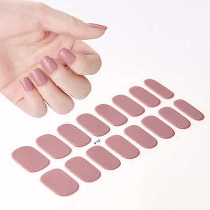 16Tips White French Semi-Cured Gel Nail Patch Sliders Full Cover Gel Nail Stickers For UV Lamp Adhesive Decals Manicure Patch #7