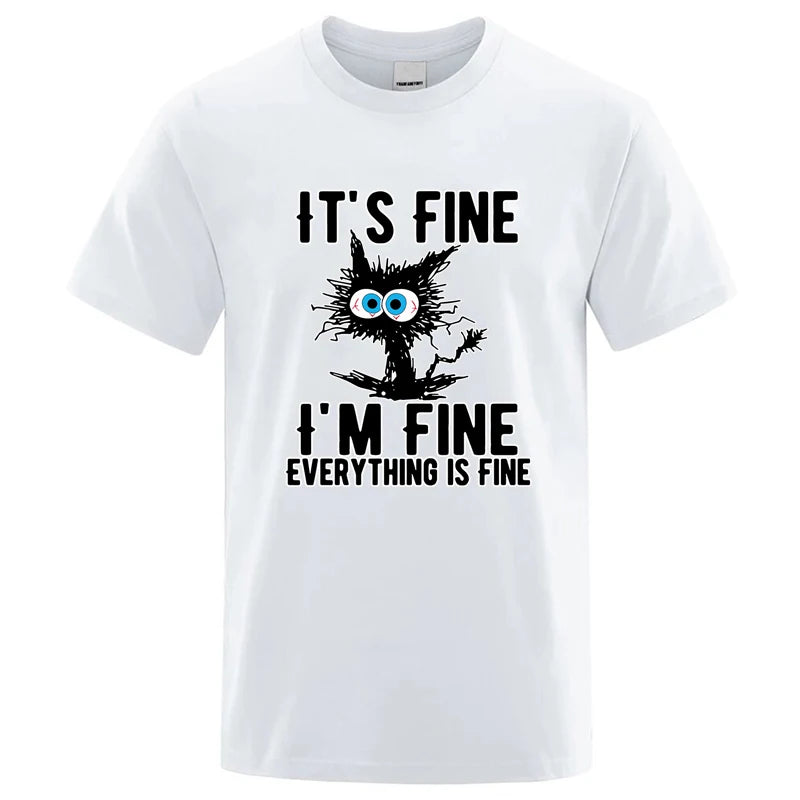 Men's High Quality T-shirt Cotton Blend Funny Cool Cat Printed T-shirt Casual Men Short Sleeve T-shirt for Men T-Shirt Male Top