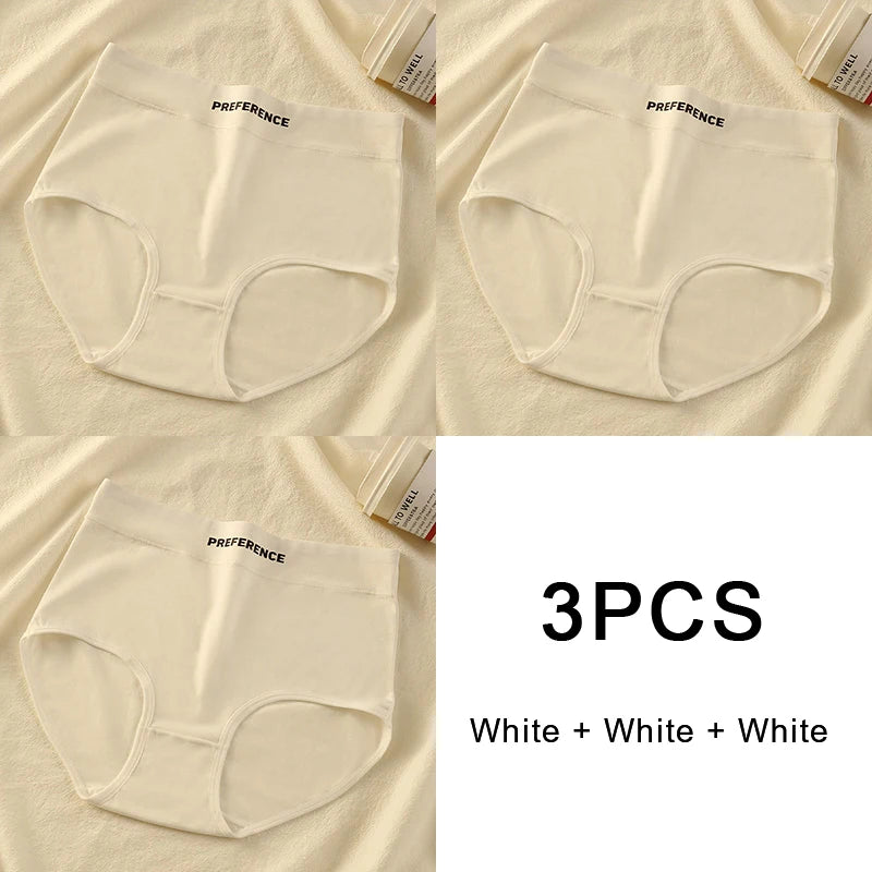 3PCS/set Color Panties Cotton Women Comfortable High-waist Underwear Soft Lingerie Breathable Female Panty Fitness Sports Briefs
