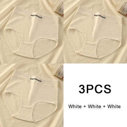 3PCS/set Color Panties Cotton Women Comfortable High-waist Underwear Soft Lingerie Breathable Female Panty Fitness Sports Briefs