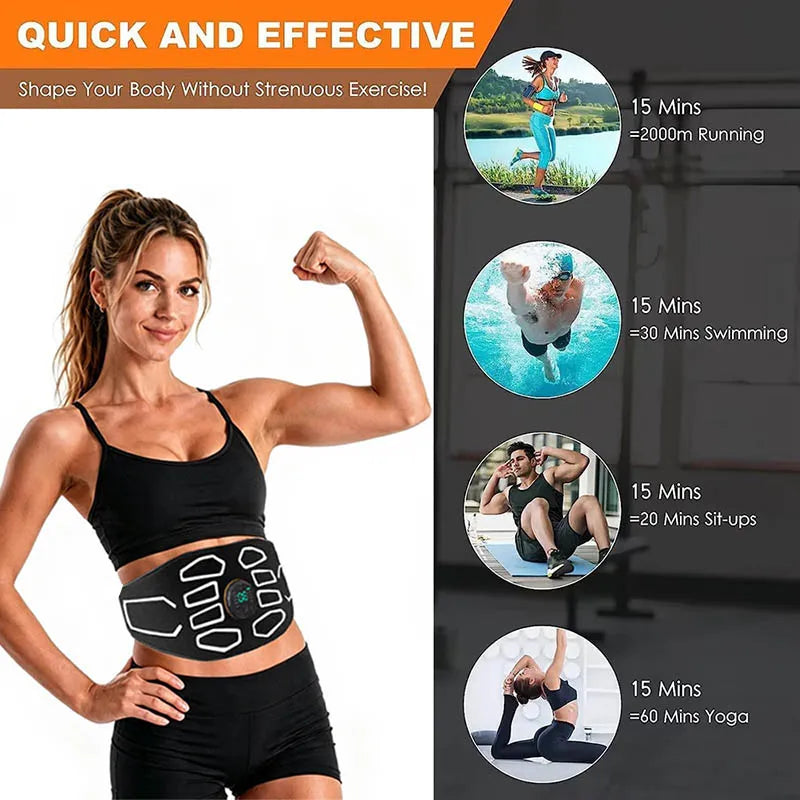 120cm Muscle Stimulator Muscle Toner Abdominal Toning Belt Abdominal Massager Smart Waist Belts USB Recharge Fitness Equipment