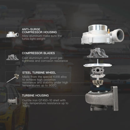 Universal GT3582 GT35 Turbo Anti Surge A/R 0 .63 0.7 Housing Turbocharger up to 600HP 4 Bolt Turbolader