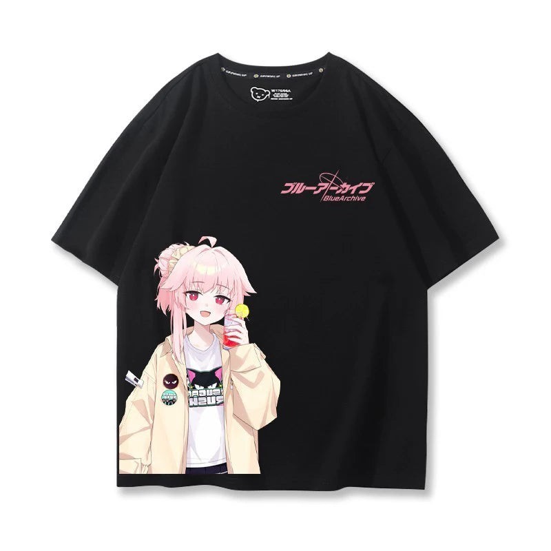 Takanashi Hoshino Game Blue Archive Cosplay T-shirts 3D Print Anime Cartoon Tees Summer Men Women Harajuku Y2k Short Sleeve Tops
