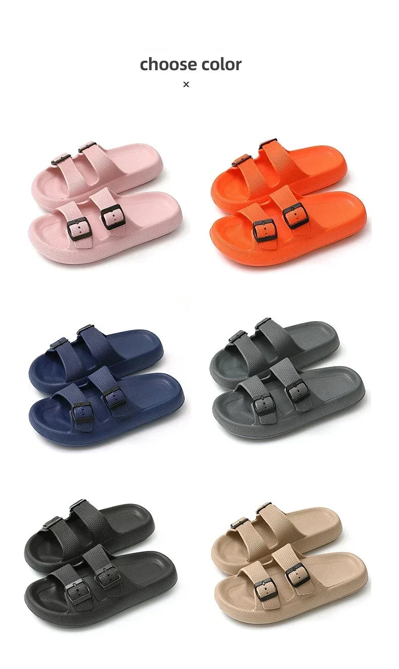 Women Summer Sandals Bathroom Home Slippers Outdoor Beach Slides Cloud Casual Soft Flip Flops Non Slip Men Male House New 2025