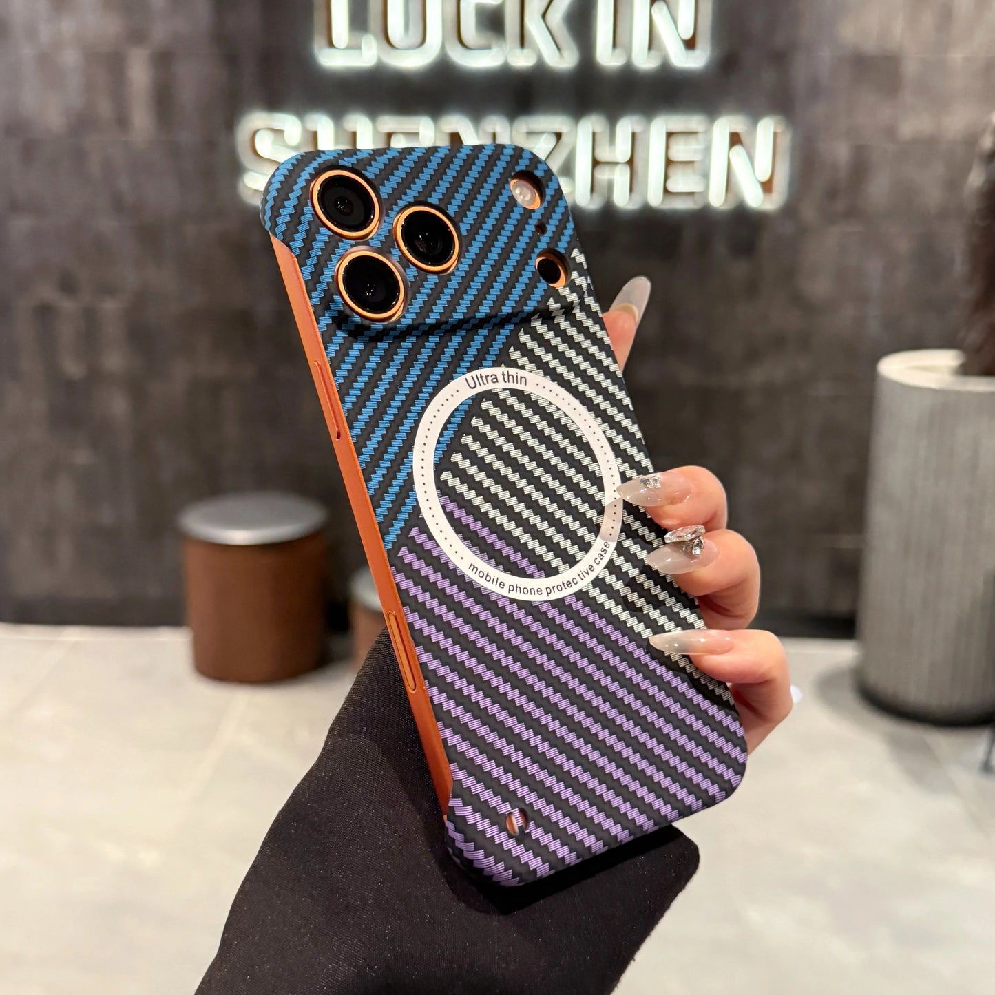 17 ProMax for Magsafe Carbon Fiber Frameless Case For iPhone 16 15 14 13 12 Pro Max Plus 17Air Magnetic Slim Color Blocked Cover