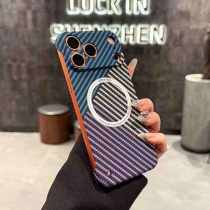 17 ProMax for Magsafe Carbon Fiber Frameless Case For iPhone 16 15 14 13 12 Pro Max Plus 17Air Magnetic Slim Color Blocked Cover