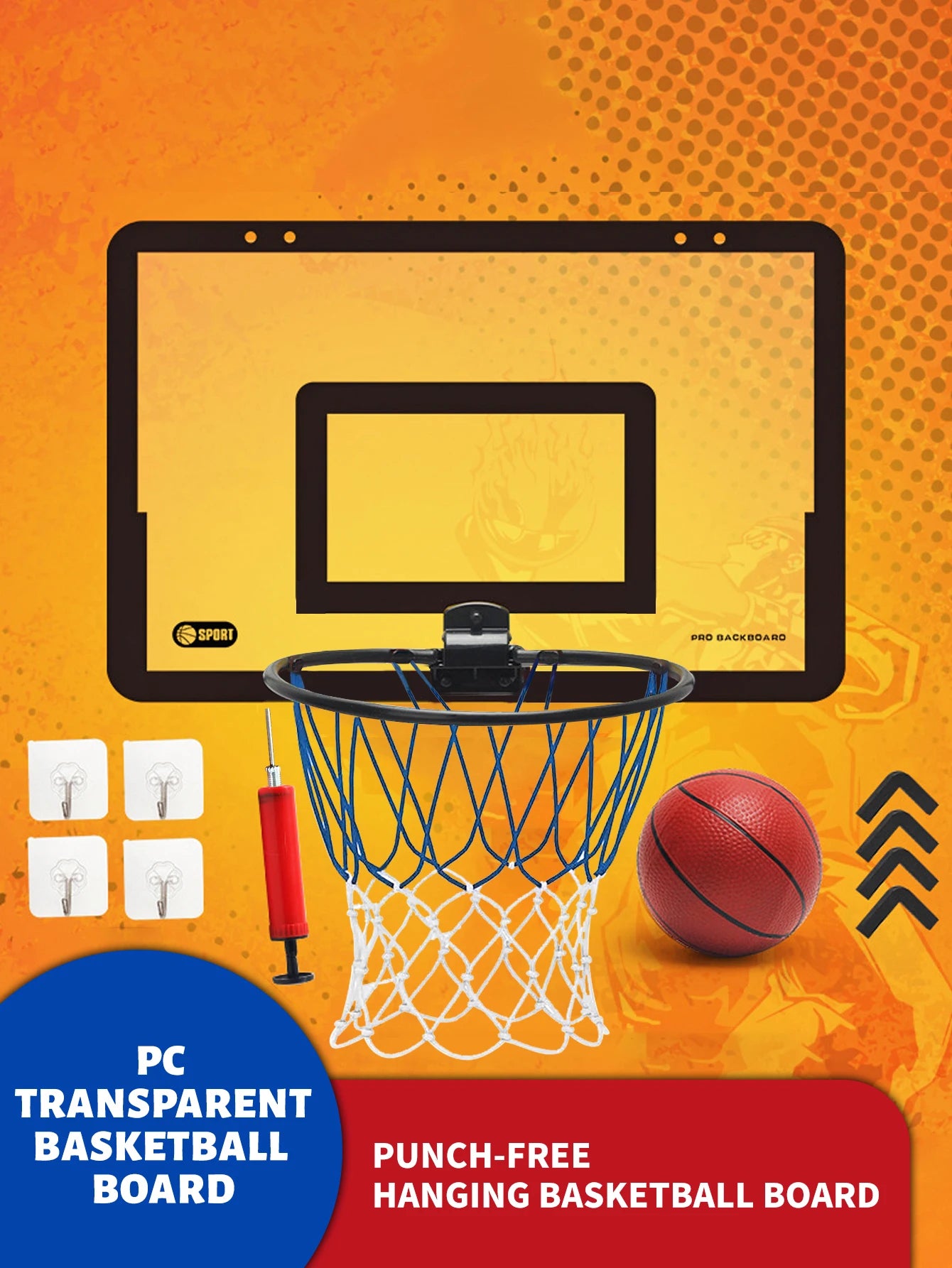 Indoor children's safety and fun games children's home sports basketball set wall bracket non perforated basketball frame
