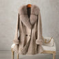Aorice Women Real Rabbit Leather With Fur Coat Jacket Brand New Female Winter Fox Collar Trench Parka CT189