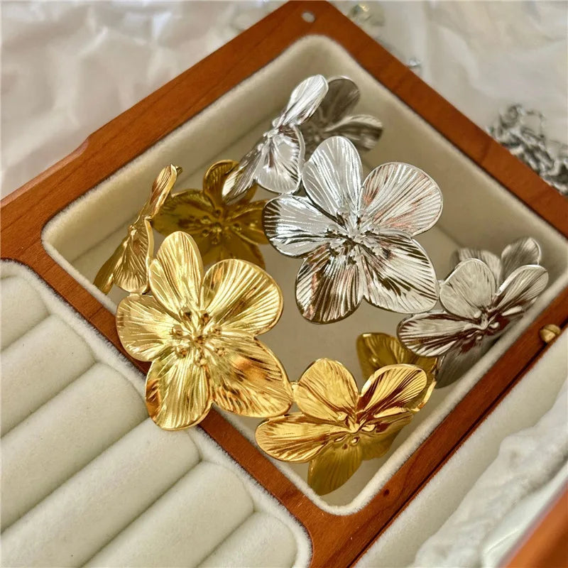 LATS New Personality Wide Flower Bracelet Opening Geometric Adjustable Hand Jewelry Wholesale