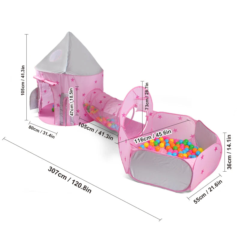 Children's Fun Play Tent, Play Tunnel - Kids' Ball Pool - Yurt, Space Rocket Toy Playhouse, Outdoor Portable Playhouse, Leisure Toy for Pretend Play, Ideal Holiday Gift for Children, Holiday Party Decoration, Ocean Balls Not