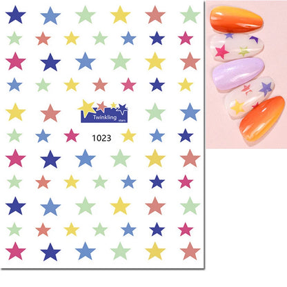 3d Nail Art Stickers Red Black White Love Hearts Stars Clouds French Full Tips Adhesive Nail Decals Slider For Manicure