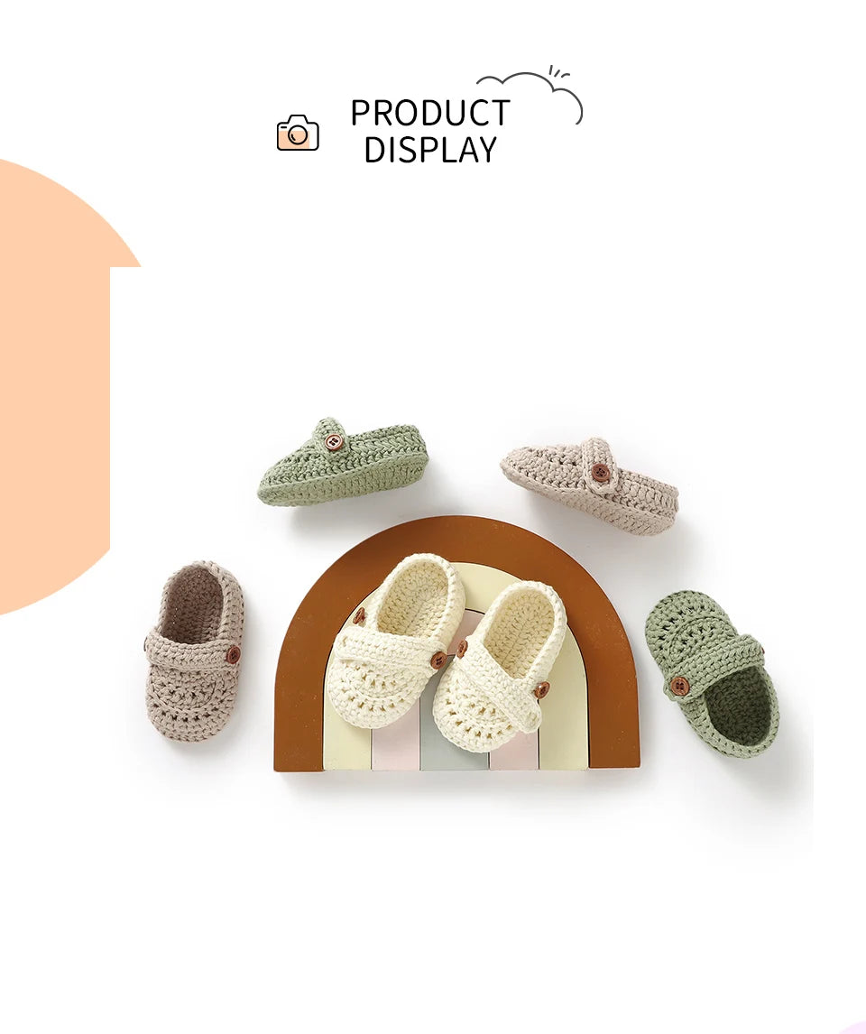 Baby Girls First Walker Shoes Adorable Solid Hand Knit Newborn Infant Slip On Prewalkers 0-12m Toddler Outdoor Indoor Floor Wear