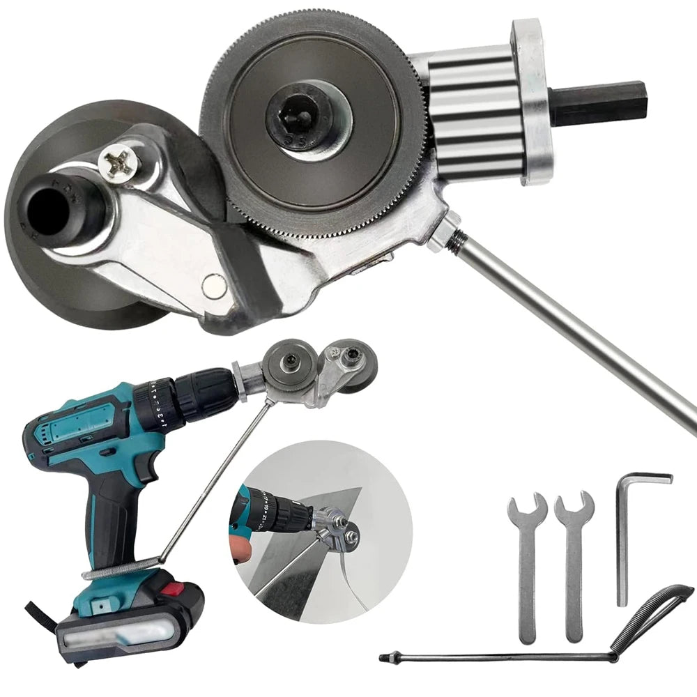 Electric Drill Plate Cutter Attachment Double Headed Free Cutting Tools Iron Metal Sheet Cutter Plate Punch Scissors