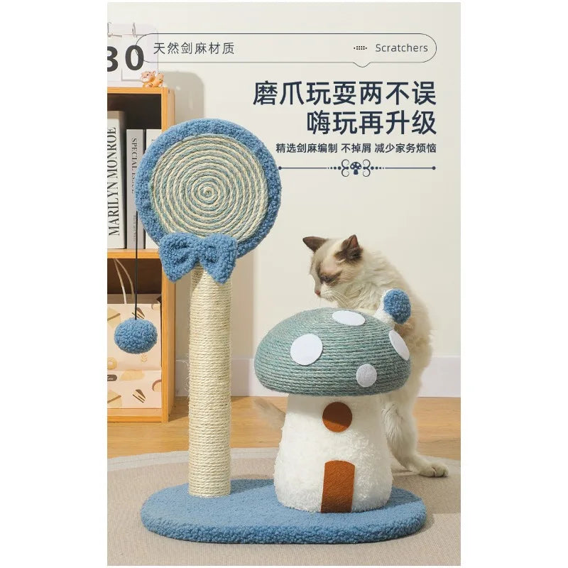 Cute Mushroom House Cat Scratch Board Lollipop Shaping Sisal Grinding Claw Post Cat Bored Pet Supplies