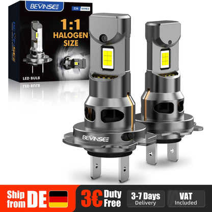 BEVINSEE H7 LED CANBUS Bulb Super Bright 70W 12000LM 1:1 Halogen Size H7 LED Headlights Auto Diode Lamp Turbo Wireless 6000K 12V