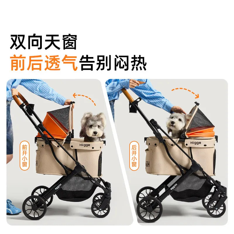 Foldable Pet Stroller Smooth Shockproof Stable Breathable Washable Outdoor Travel Cart for Dogs Cats