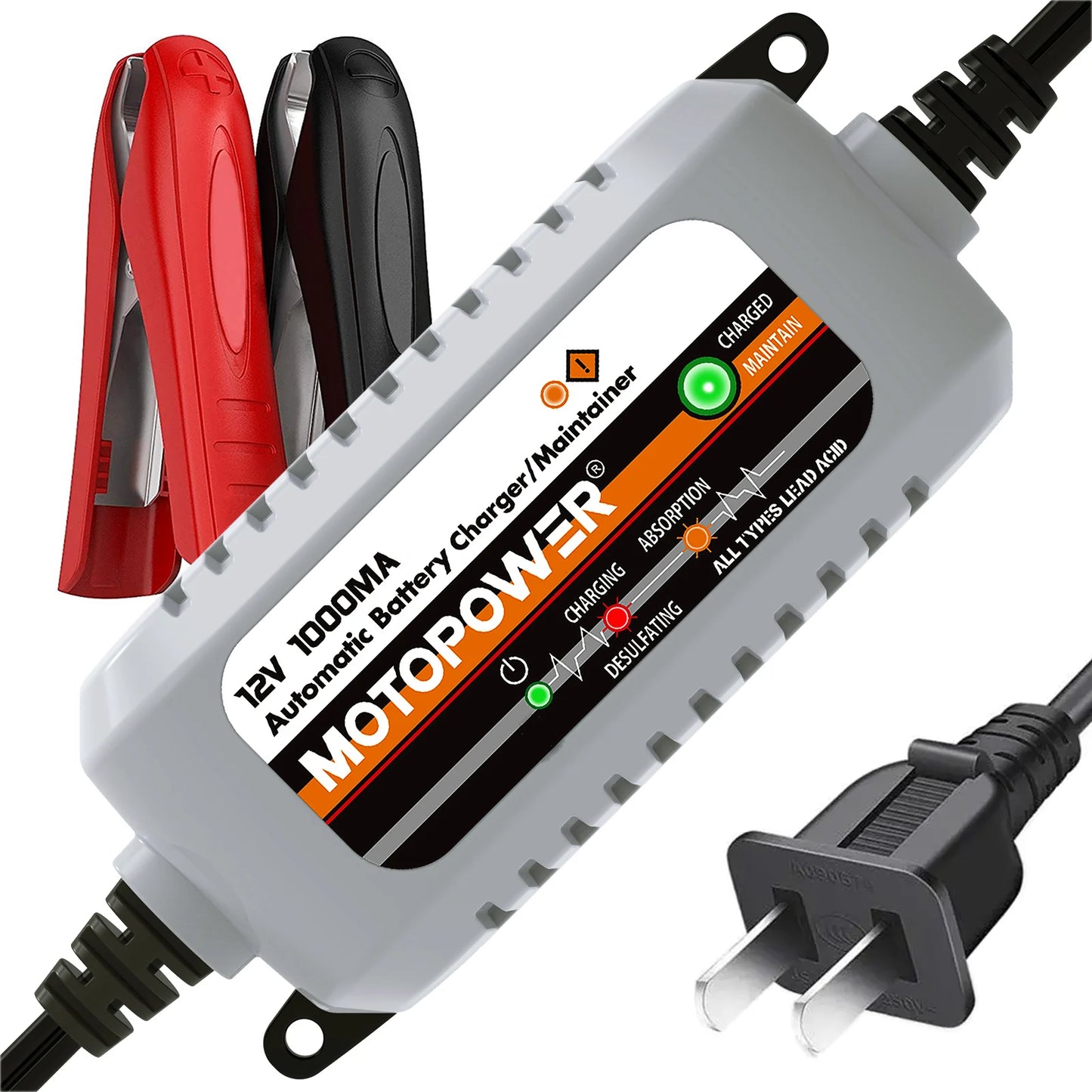 MOTOPOWER MP00205B 12V 1000mA Fully Automatic Battery Charger/Maintainer
