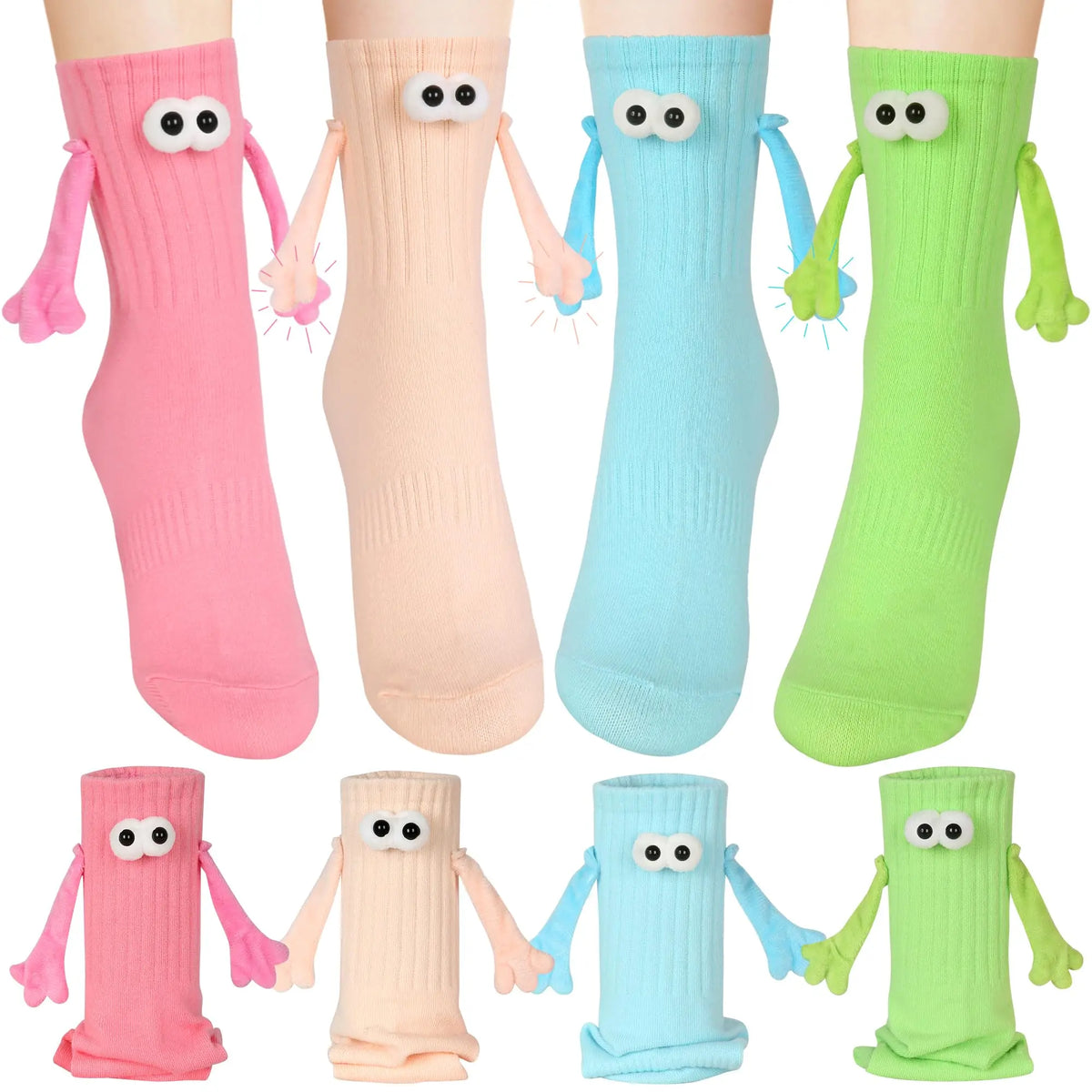 Magnetic Holding Hands Socks Novelty Funny Women Men Couple Socks Valentine's Gifts For Couples,Anniversary,Best Friends,Teens
