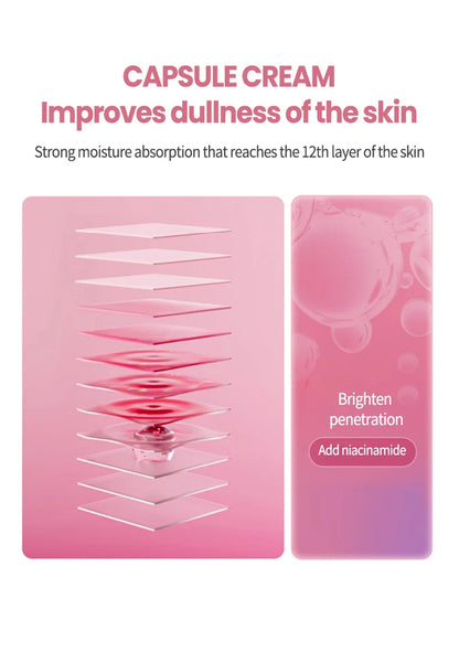 Korean PDRN Pink Collagen Capsule Cream with Niacinamide Cream for Uneven Skin Tone Lightweight Face Moisturizer Non Greasy care