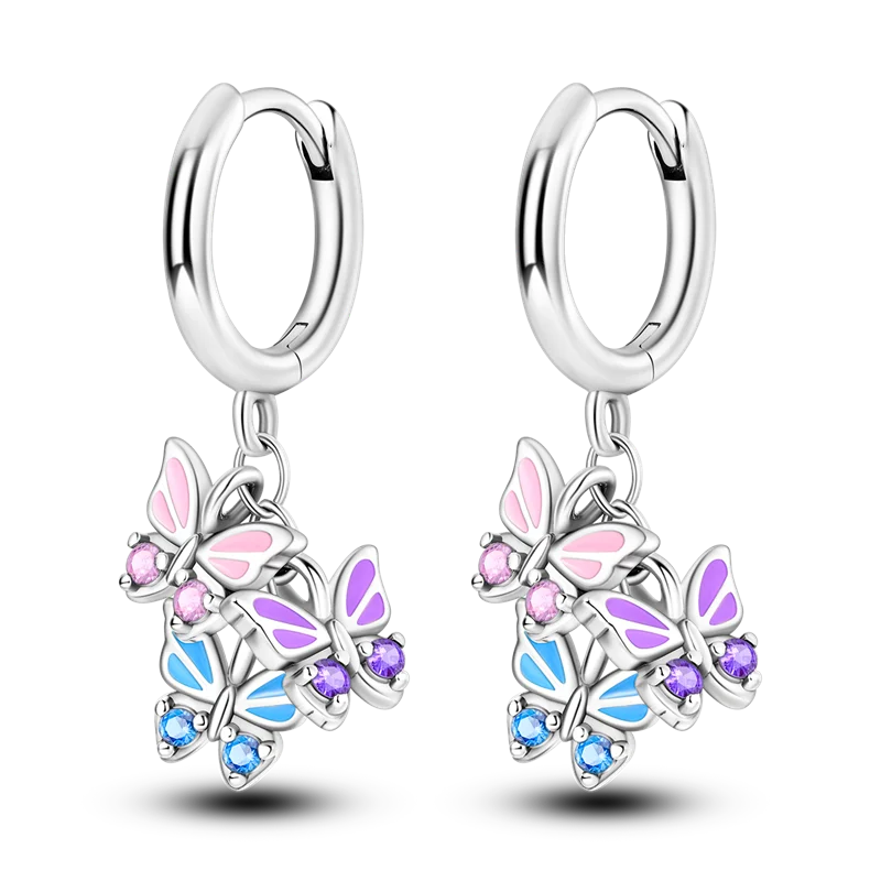 925 Sterling Silver Earrings Jewelry Hoop Flower Ear Studs Campanula Sparkling Pave Earring Wedding Gift For Women Anniversary