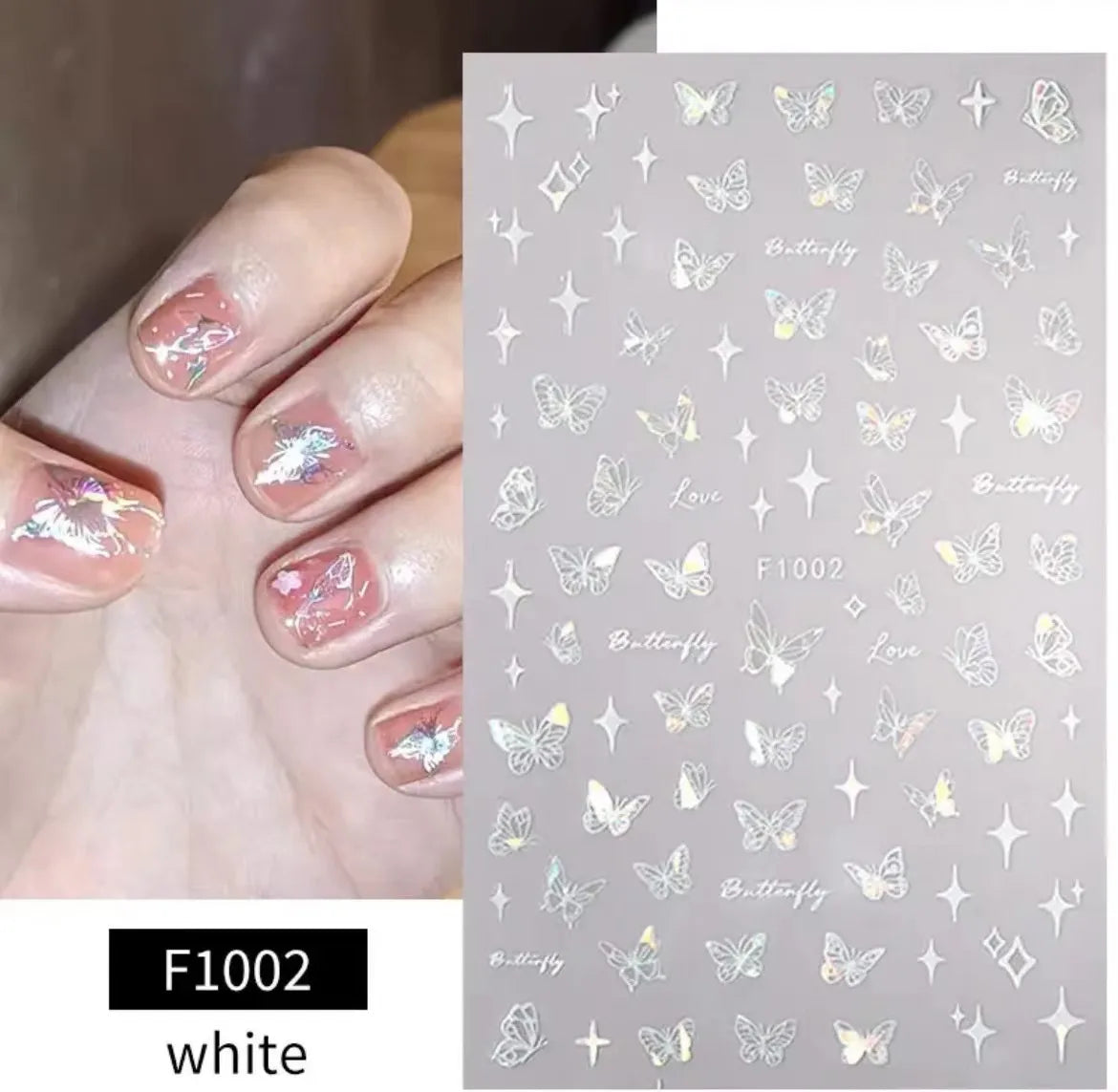 1PCS Marbled Nail Sticker 3D Abstract Lines Sticker Nail Art Supplies Nail Decals Y2K Laser Butterfly Ladies Nail Art Decoration