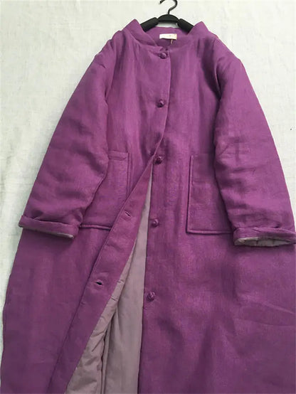 Ethnic Style Retro Single Breasted Cotton Robe Clothing Women's Spring And Autumn 2025 New Loose Versatile Quilted Coat K2709