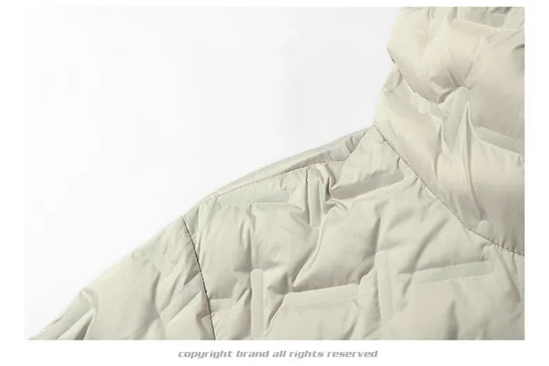 Winter white down jacket men's graphene self heating windproof pleated hooded down jacket casual warm down jacket men's coat