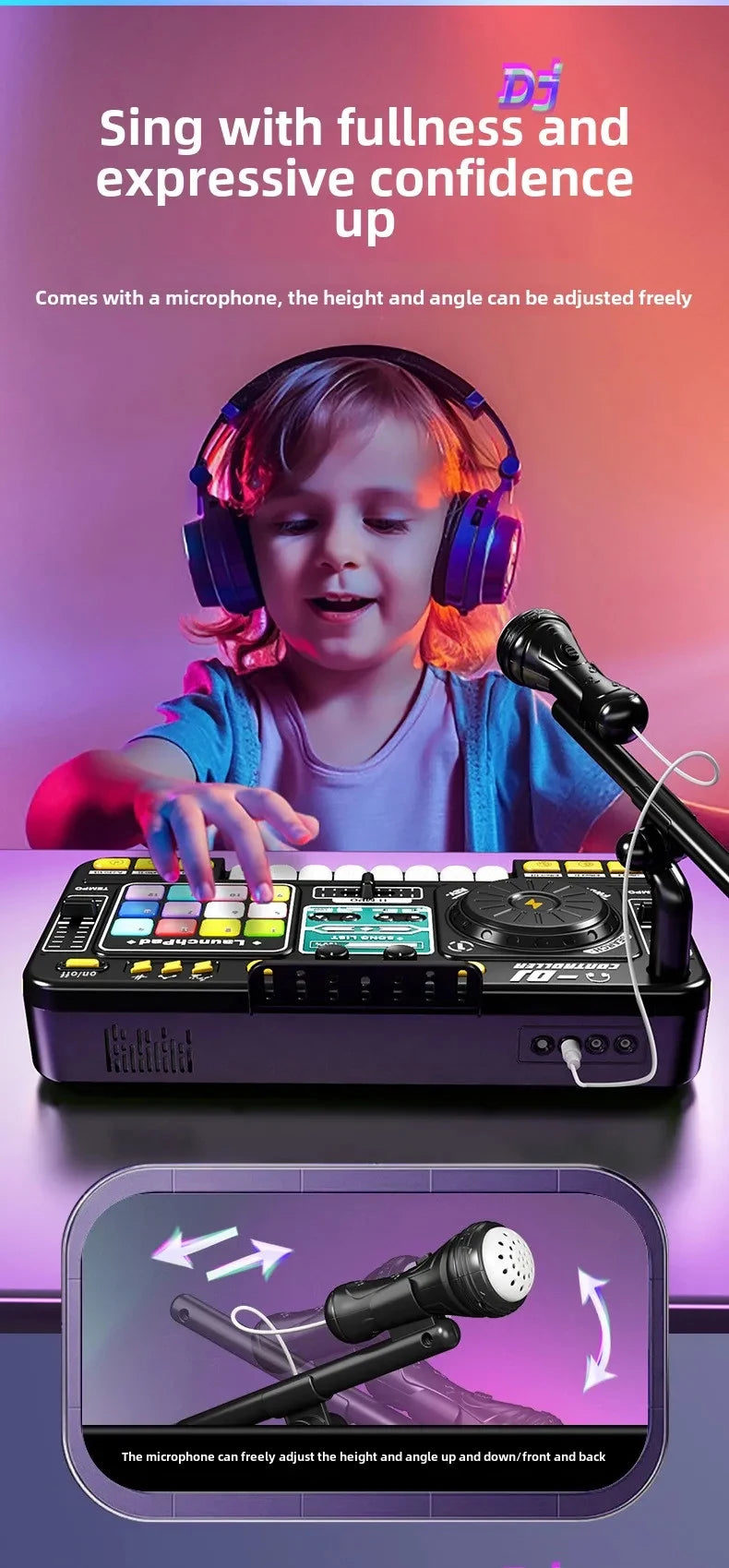 Simulation DJ Mixer Controller Kids Toys Multifunctional Music Effect Children Toy Electronic Musical Instrument Game Birthday Gifts Toys for Boy Girls Chirstmas Gifts Ship From Germany Fast Delivery